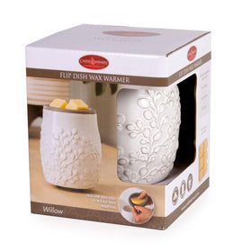 Candle Warmers Etc. Willow Flip Dish electric wax warmer shown with packaging