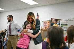First lady Melania Trump visits Mountain View Elementary School North Carolina classroom technology 2026