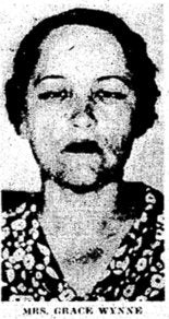 Archival black-and-white mugshot portrait identified as Grace Wynne, circa 1934