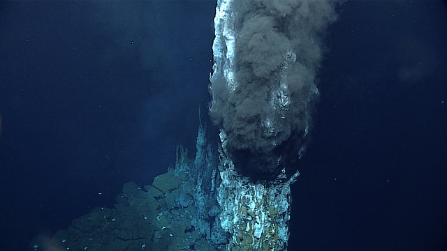 A black smoker hydrothermal vent photographed during NOAA’s Deepwater Exploration of the Marianas.