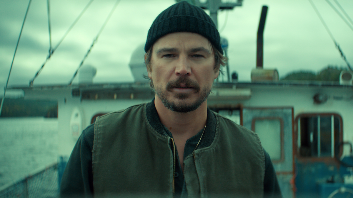 Josh Hartnett as Calvin Penney aboard a fishing boat in Netflix's Below