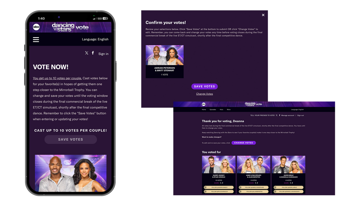 Dancing With the Stars voting interface