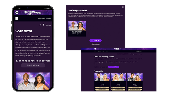 Dancing With the Stars voting interface