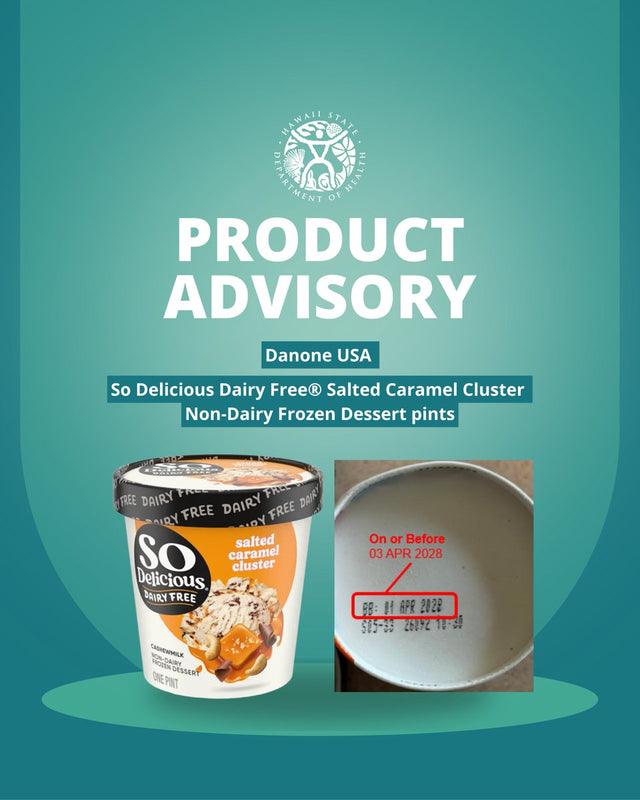 So Delicious Dairy Free Salted Caramel Cluster non-dairy frozen dessert pint under FDA recall for foreign material September 2026