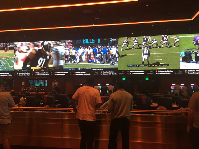 Sportsbook betting display during NFL Sunday