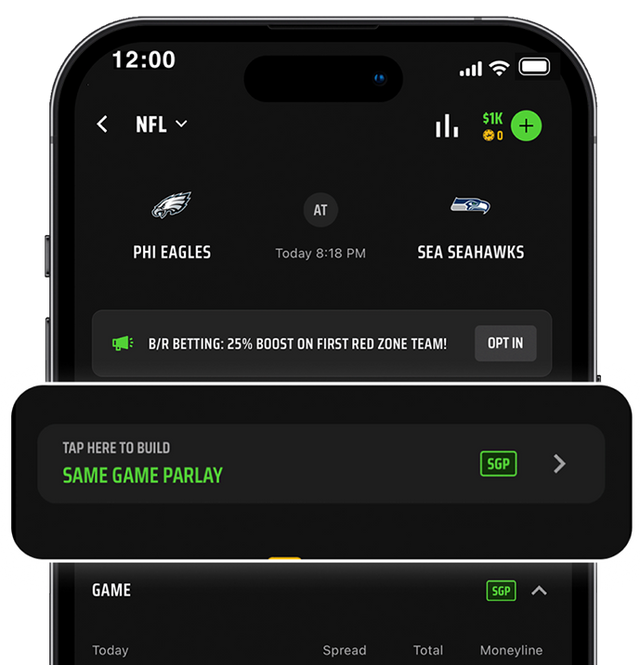DraftKings Sportsbook same game parlay interface