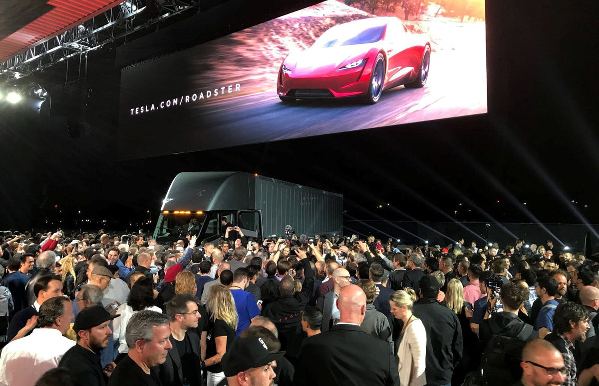 Tesla Roadster displayed during its original reveal event