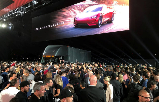 Tesla Roadster displayed during its original reveal event