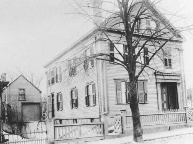 Historical photograph of the Borden family home in Fall River