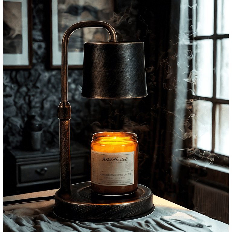 Vintage industrial bronze candle warmer lamp with jar candle; comparable product image, not verified as BYART