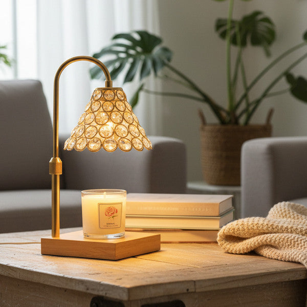 Candyl Classy Gold Cone candle warmer lamp in a cozy living room
