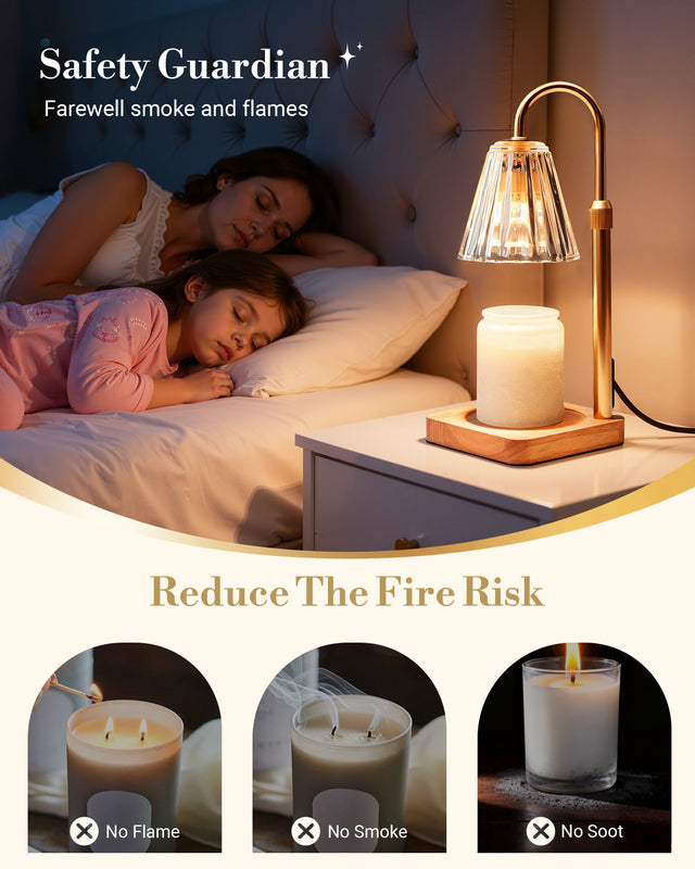 Marycele warmer lamp with adjustable height and candle placement. Illustrative reference for this article; exact model match not independently verified.