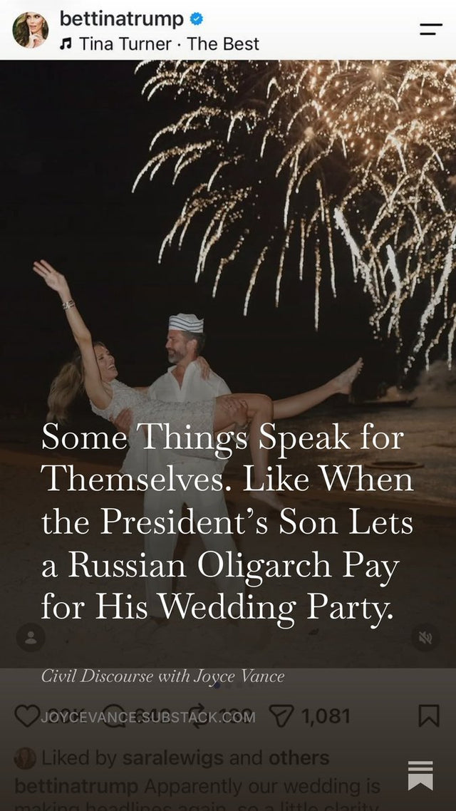 Democrats probe reports of Russian oligarch funding Trump Jr wedding celebrations September 2026