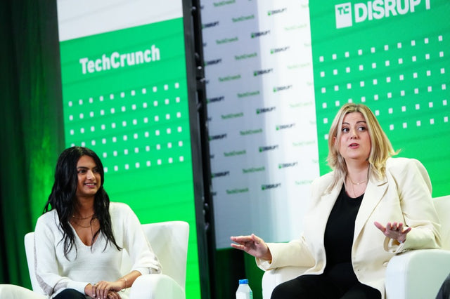 OnlyFans CEO Ami Gan speaking at TechCrunch Disrupt with Keily Blair