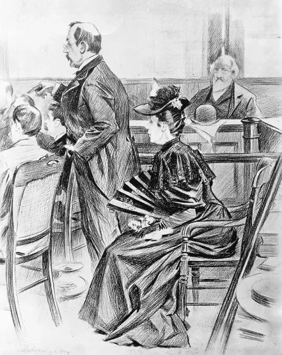 Historical courtroom sketch from the Lizzie Borden trial