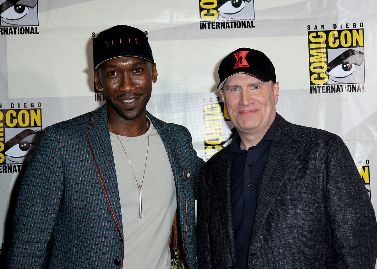 Mahershala Ali and Kevin Feige at the 2019 Blade announcement