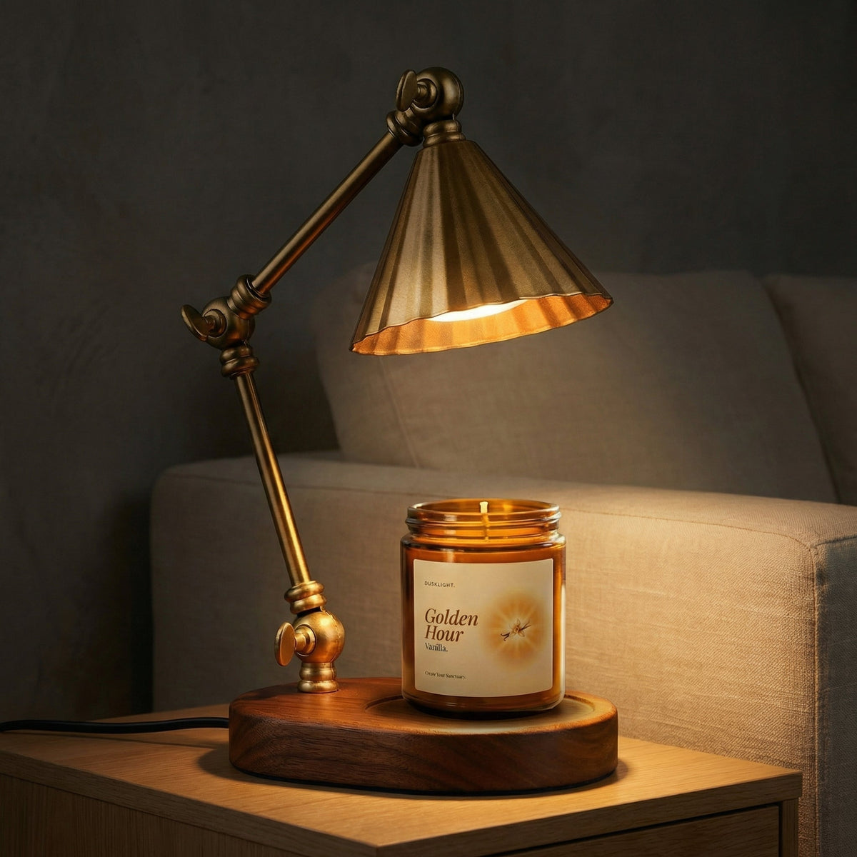 Dusklight Hearthlight candle warmer lamp editorial product image. Illustrative reference for this article; exact model match not independently verified.
