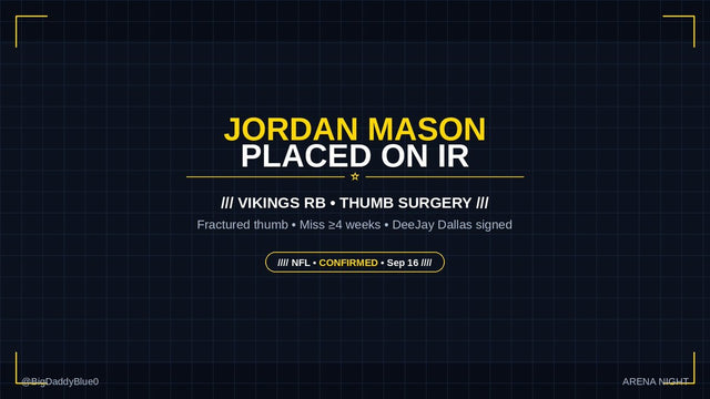 Minnesota Vikings place Jordan Mason on injured reserve after thumb surgery September 2026