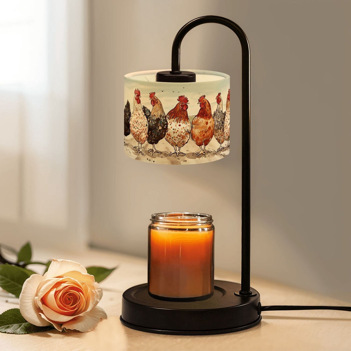 Large three-wick candle beside a candle warmer lamp; illustrative comparison, not a verified product test