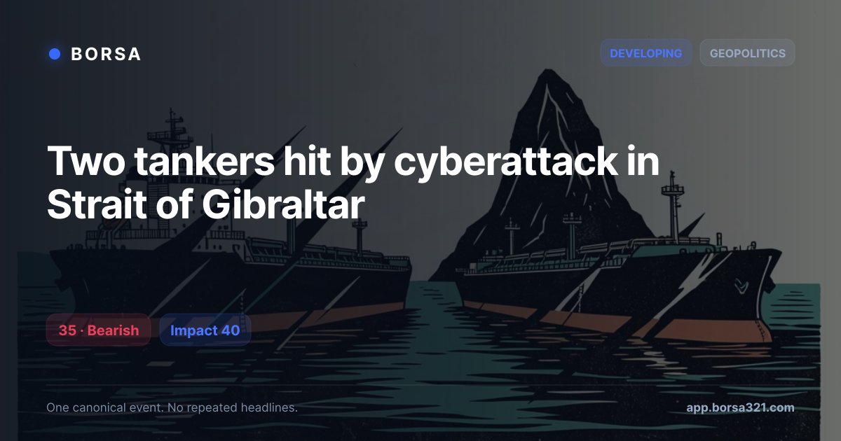 Two oil tankers cyberattack Strait of Gibraltar maritime security September 2026