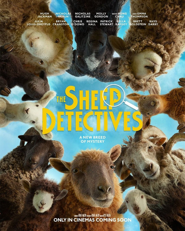 The Sheep Detectives Hugh Jackman movie cast plot family mystery comedy 2026