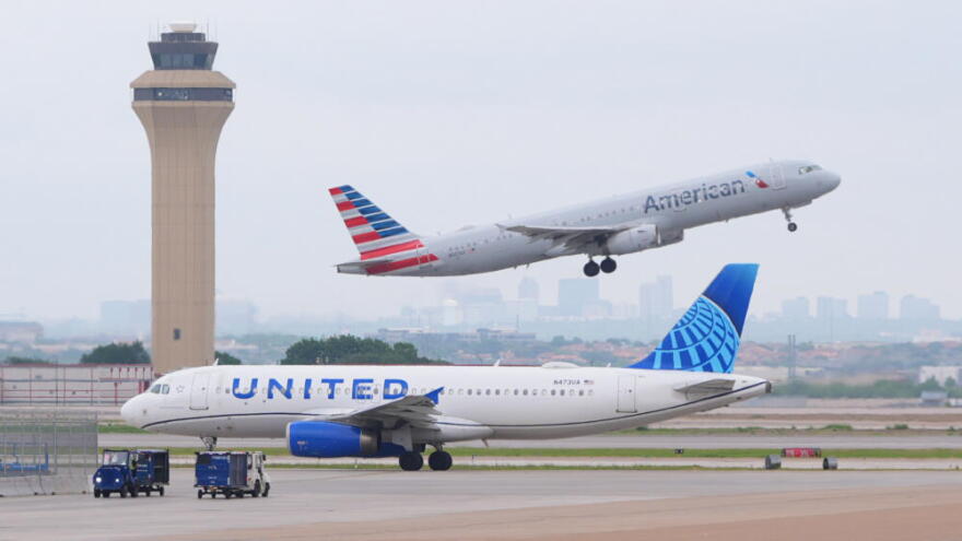 American Airlines and United Airlines aircraft at an airport