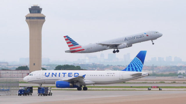 American Airlines and United Airlines aircraft at an airport